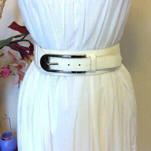 VTG NWOT HYDE Collection 27004 Belt White PU Leather Fashion Belt Large
